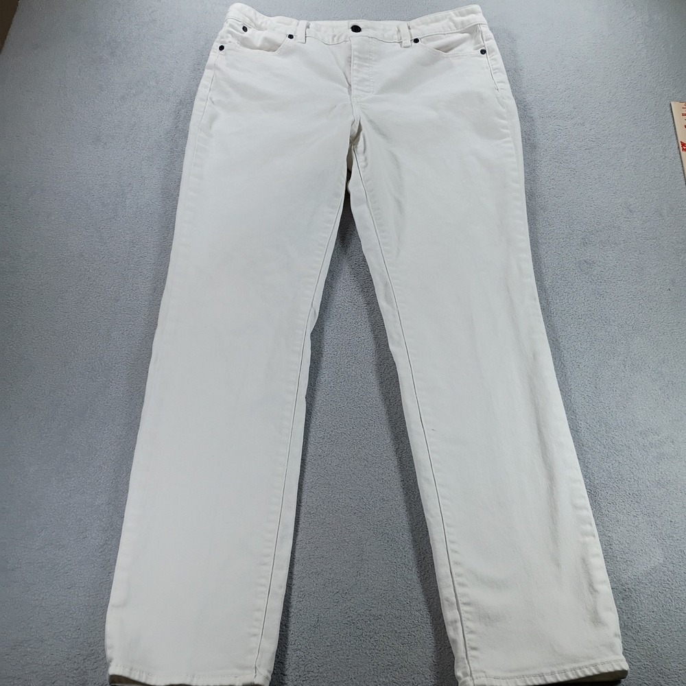 Talbots Womens Heritage Straight Leg Pants White Size 12 Classic Denim